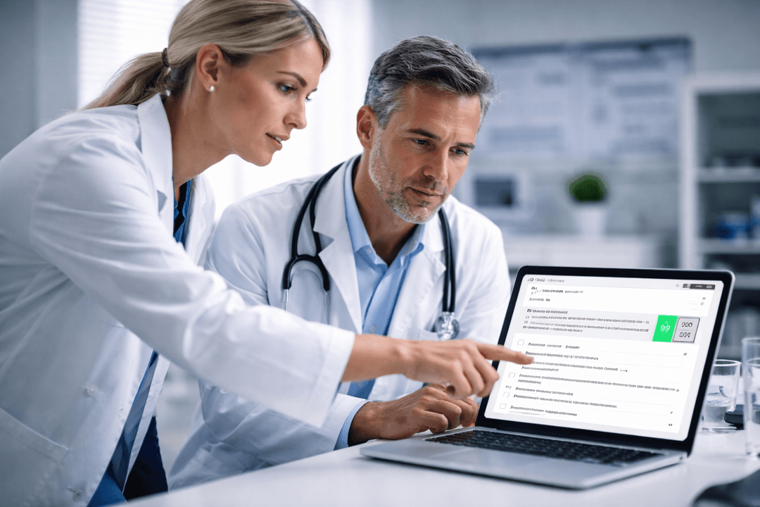 Healthcare professionals reviewing documentation